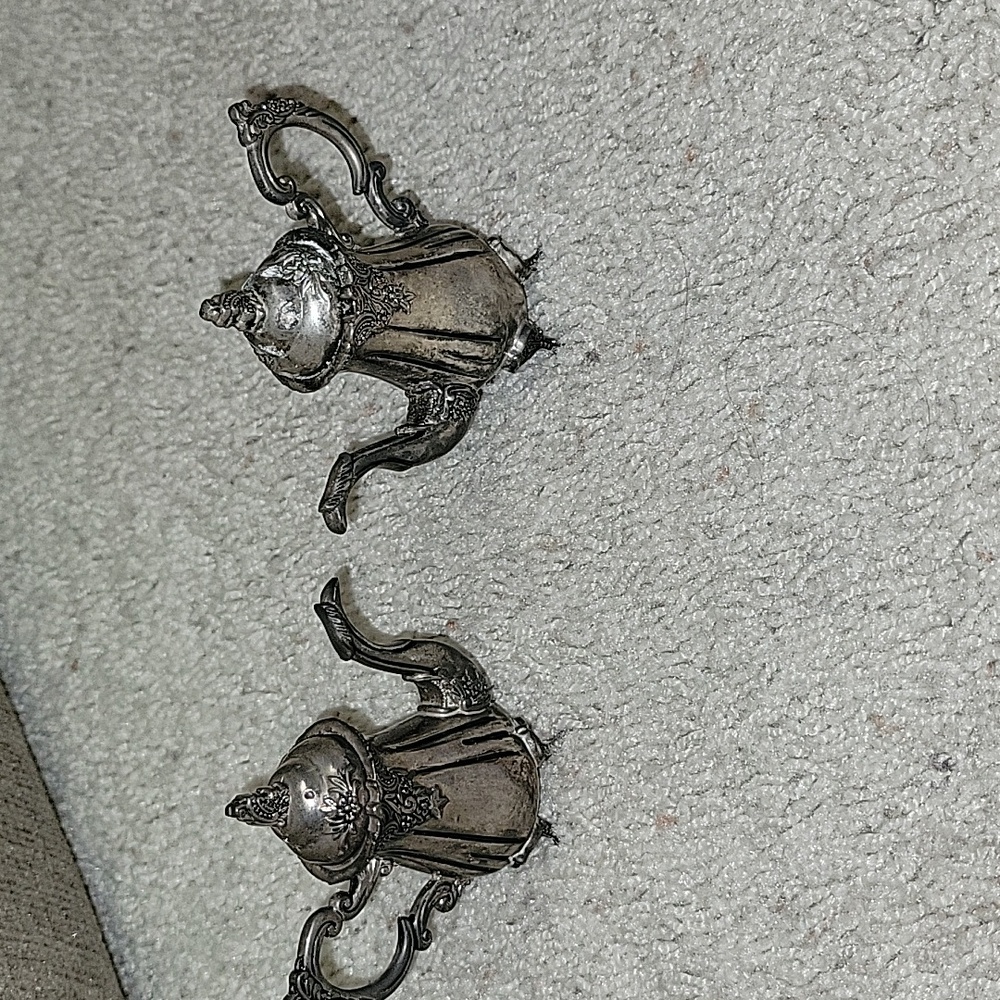 Vintage Godinger 3" Tall Silver Plated Teapot Shaped Salt & Pepper Shakers